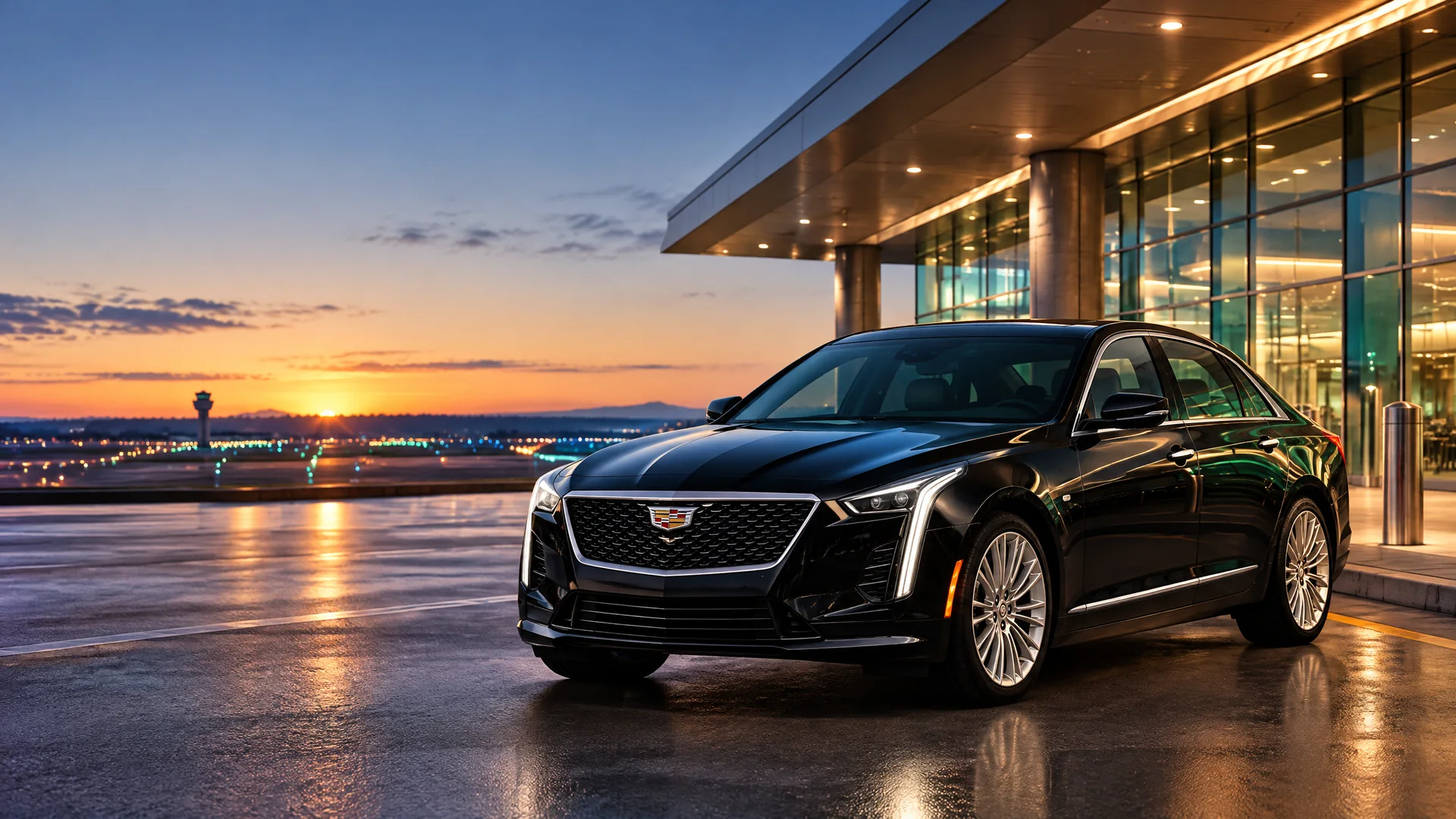 Airside luxury airport transportation at a modern Alberta terminal